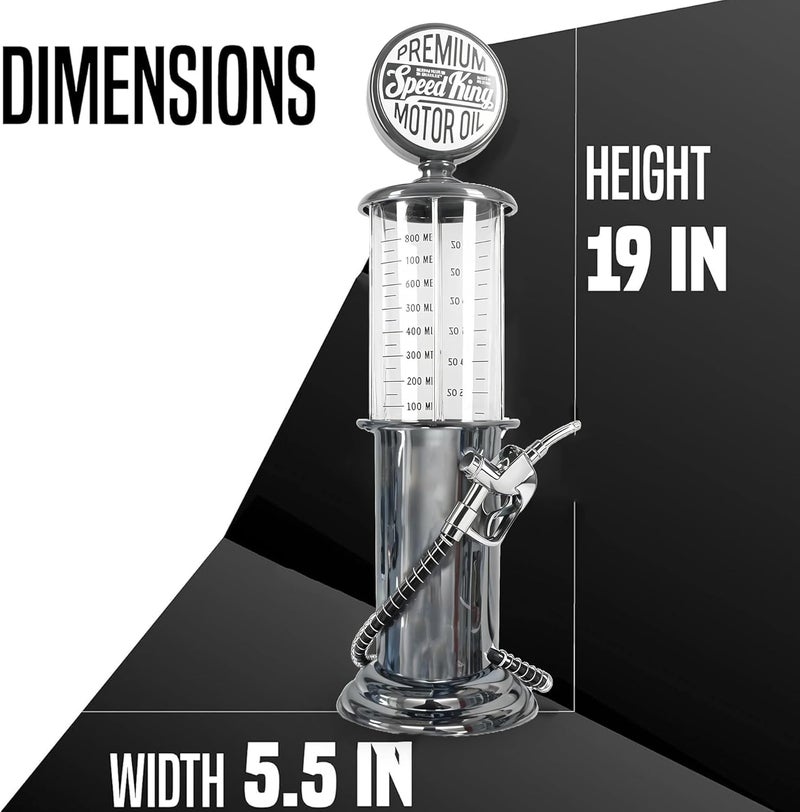 BLKSMITH Pump Liquor Dispenser for Home Bar | Vintage Style Chrome Plastic 30 Fl. oz Liquor Decanter for Man Cave Decor | Beverage Dispenser for Scotch, Vodka, Cocktails, Non-Alcoholic Drink and More - Image 1